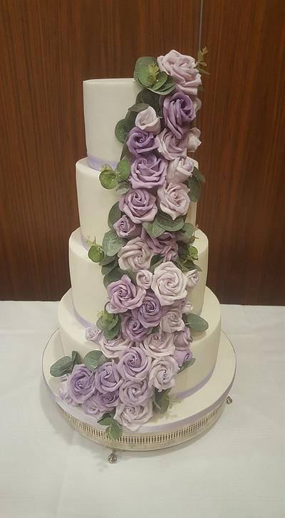 purple roses cascade - Cake by d and k creative cakes