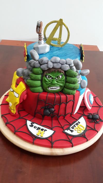 Avengers theme 30th bday cake - Cake by The Cakes Icing