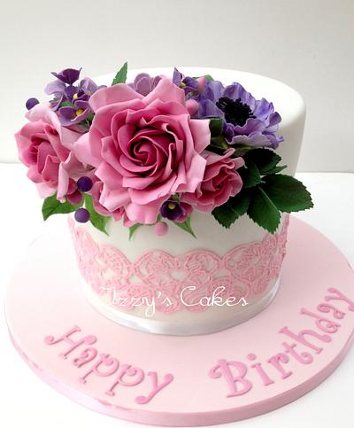 Flower and lace birthday - Cake by The Rosehip Bakery