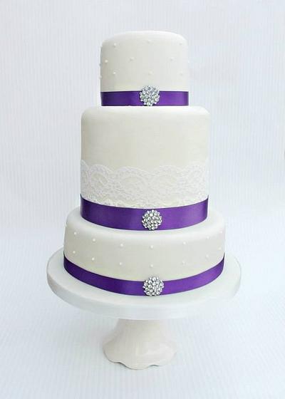 Ivory & Purple Cake Design  - Cake by Swirlytop Cupcakes