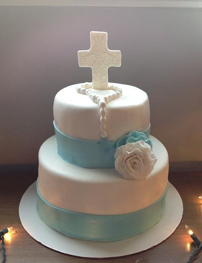 Tiffany blue confirmation cake - Cake by Charise Viccarone~ The Flour Bouquet Co.