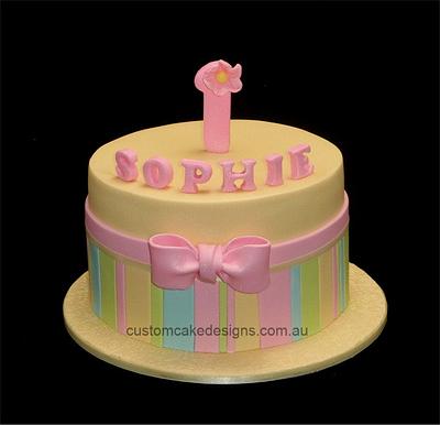 Pastel 1st Birthday Cake - Cake by Custom Cake Designs