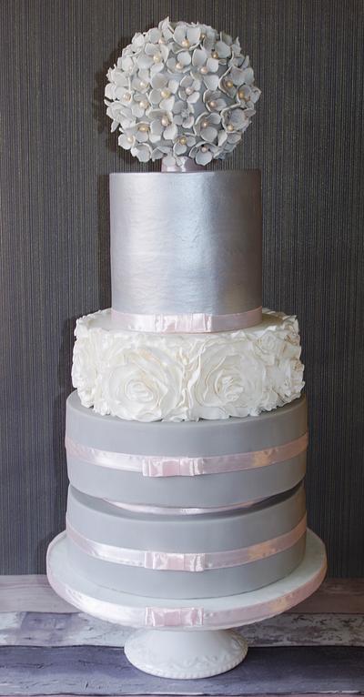 Silver and grey elegant wedding cake - Cake by Donnasdelicious