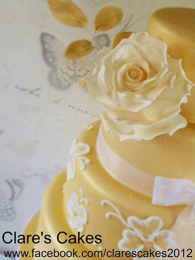 Gold Wedding Cake - Cake by Clare's Cakes - Leicester