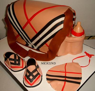 A BURBERRY DIAPER BAG CAKE - Cake by Linda