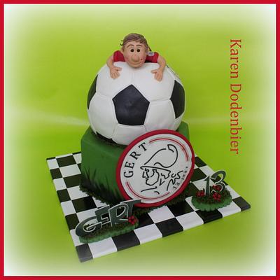 Another Ajax soccer cake!!! - Cake by Karen Dodenbier