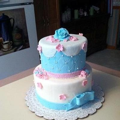 Pink and Blue Cake - Cake by Patty Cake's Cakes