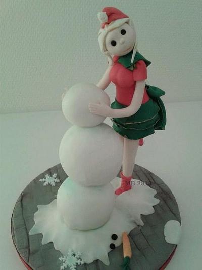 Christmas elf playing in the snow - Cake by Mira06