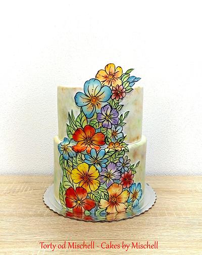 Hand painted flowers - Cake by Mischell