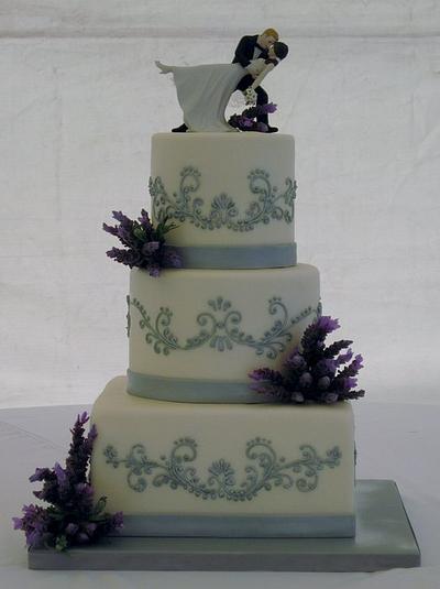 Lavender and grey wedding cake - Cake by sking