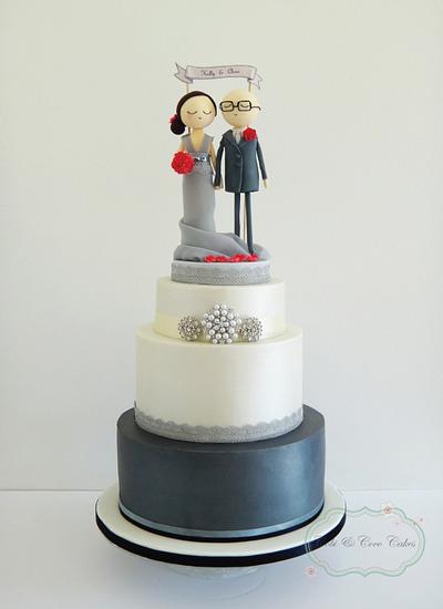 Grey Shimmer Wedding Cake - Cake by Cobi & Coco Cakes 
