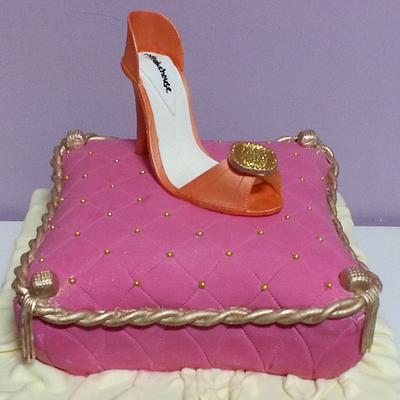 a shoe on a cushion  - Cake by mybakehouse