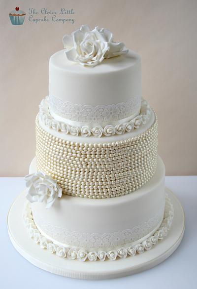 Vintage Lace & Pearl Cake - Cake by Amanda’s Little Cake Boutique