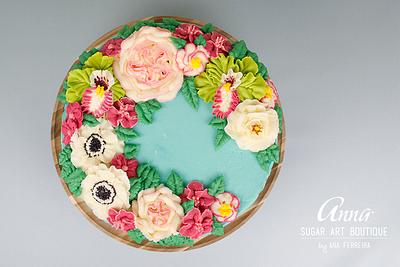 "Welcome Spring" - Wreath in Blue - Cake by Anna Sugar Art Boutique