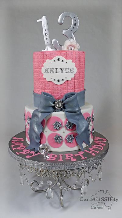 Pink and grey girlie cake - Cake by CuriAUSSIEty  Cakes