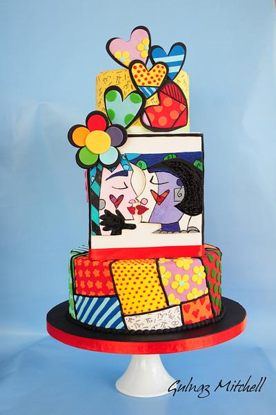 "Sweetheart"cake inspired by Romero Britto - Cake by Gulnaz Mitchell