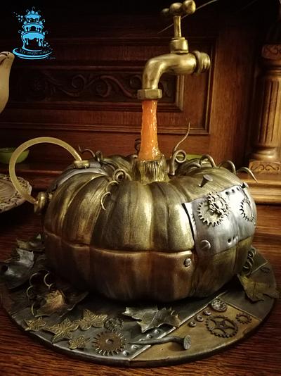 Steampunk pumpkin gravity cake - Cake by My Magic Cakes 
