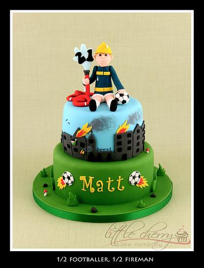 1/2 footballer, 1/2 fireman! - Cake by Little Cherry
