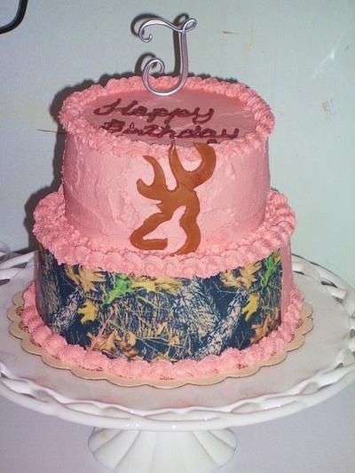 Camo Browning Deer Pink Cake - Cake by Angie Mellen