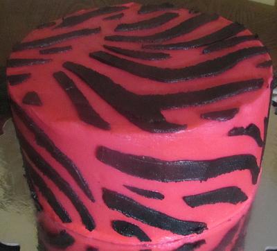Hot Pink Zebra Stenciled cake  - Cake by Laura 