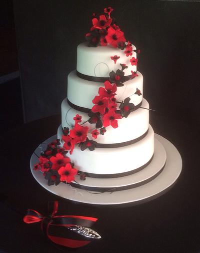 Poppies Wedding Cake - Cake by Rebecca's Tastebuds