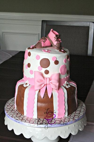 Pink & Brown baby shower cake - Cake by Lisa