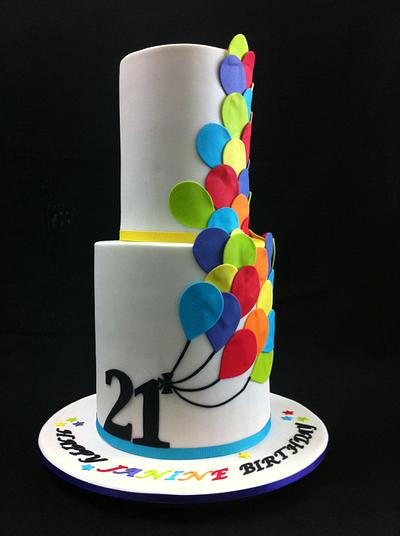 Rainbow balloon birthday cake  - Cake by CakesAnnietime