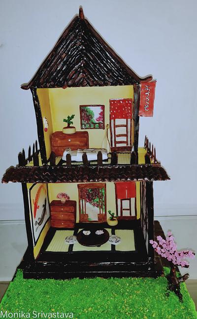 Fantasy World:Cakerbuddies Miniature Doll House:OKAERINASAI (JAPANESE HOUSE) - Cake by Monika Srivastava