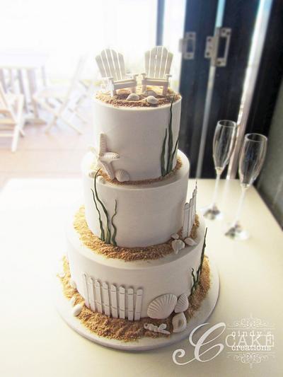 Beach themed wedding cake - Cake by cindyscakecreations