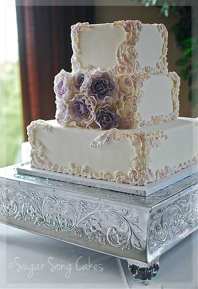 Maggie Austin Cake Inspired Bas-Relief with Sterling roses - Cake by lorieleann