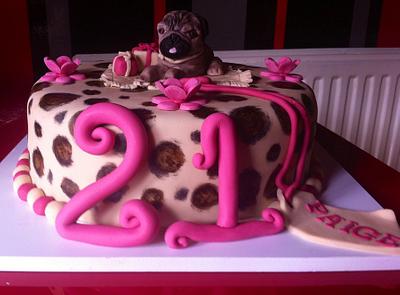 21st pug cake :)  - Cake by Michelle