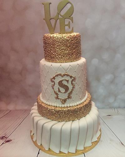 Gold Love Wedding Cake - Cake by Denise Makes Cakes