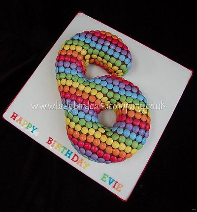 Colourful rainbow number 6 cake - Cake by Liz, Ladybird Cake Company
