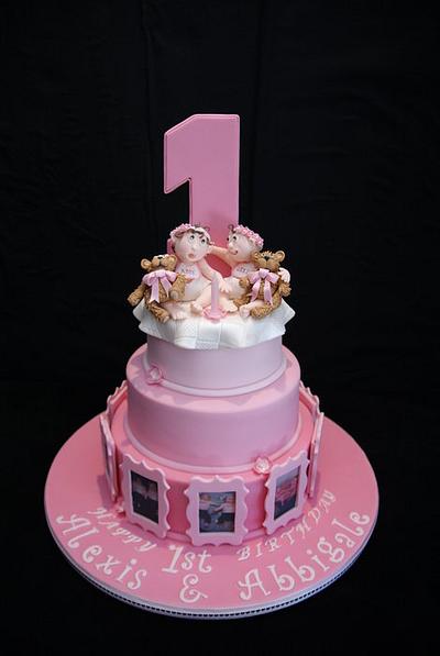 Twins First Birthday Cake 'Abbi & Lexi' - Cake by Julie Anne White