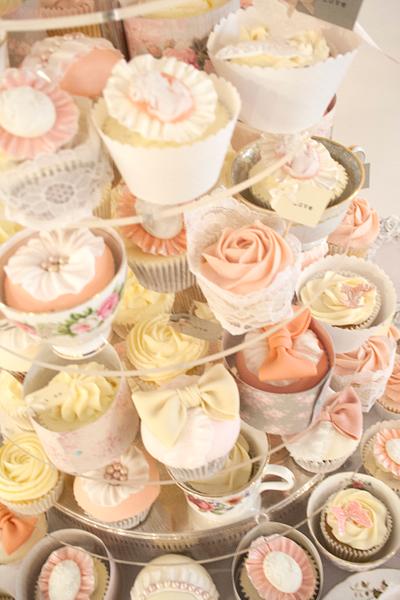 Vintage cupcake tower - Cake by Emma Waddington - Gifted Heart Cakes