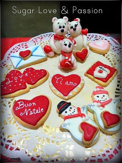 Christmas Love's cookies and a bears family - Cake by Mary Ciaramella (Sugar Love & Passion)