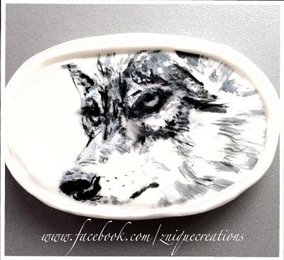 Hand-painted Wolf cookie - Cake by Znique Creations