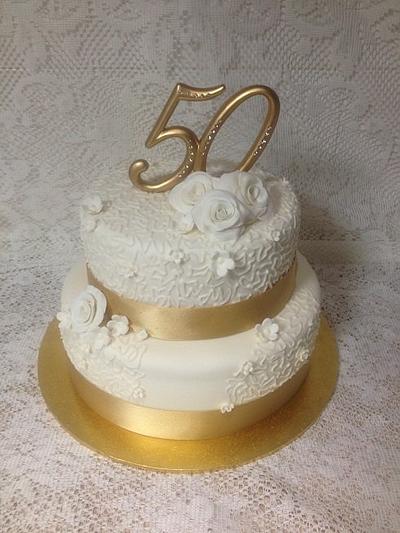 Golden Wedding Anniversay - Cake by CakesbyCorrina