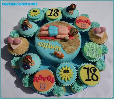 18th Birthday cake & cupcakes lads holiday - Cake by Cupcakecreations