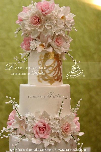 5 Tier Floral Wedding Cake - Cake by D Cake Creations®