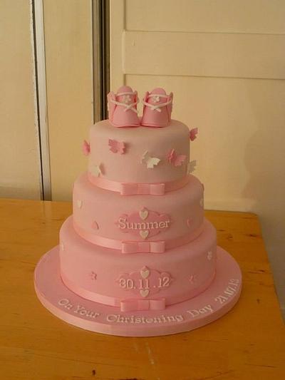 Pink Christening cake - Cake by Jodie Innes