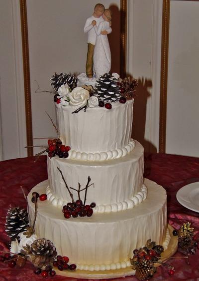 Winter wedding cake berries and pine cones - Cake by Nancys Fancys Cakes & Catering (Nancy Goolsby)