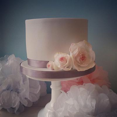 Simple cake with wafer paper flowers - Cake by laurabeans13