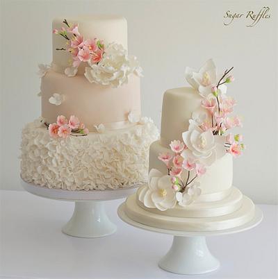 Cherry Blossom Wedding Cakes  - Cake by Sugar Ruffles