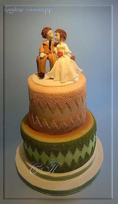 wedding cake with bride and groom - Cake by Svetlana