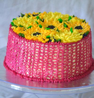 Crochet Basket full of flowers  - Cake by Divya iyer