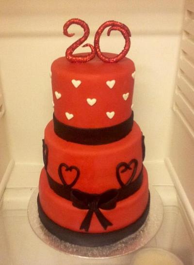 Red and heart cake - Cake by Angelica
