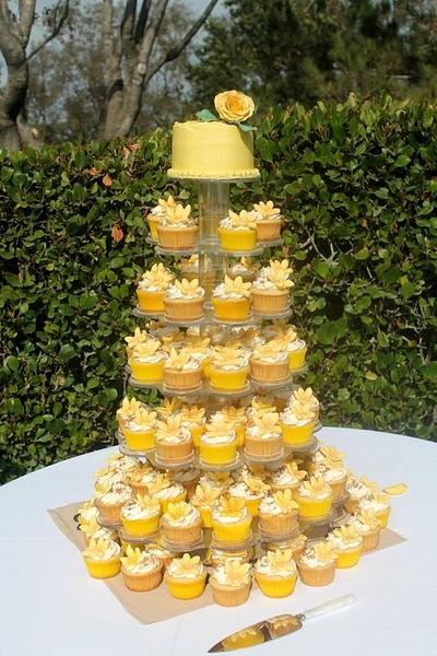 Yellow Cupcake & Cake Tower - Cake by Sarah F