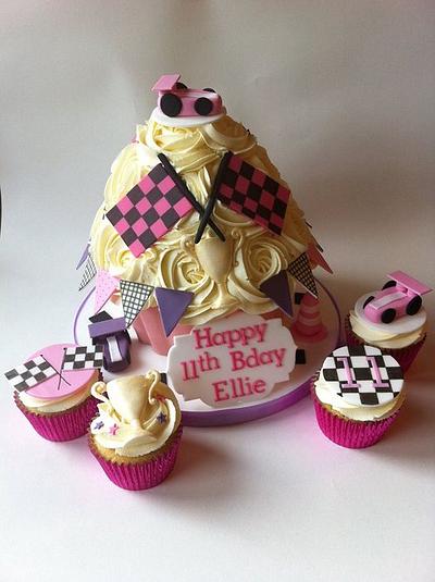 Girl Racing Giant Cupcake - Cake by Sam's Cupcakes