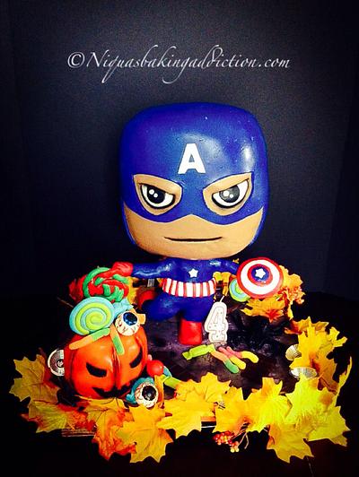 Halloween Captain America Chibi Cake  - Cake by Cake'D By Niqua